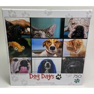 Buffalo Games  750 piece Dog DaysJigsaw Puzzle Pets Virtual Hangout Sealed